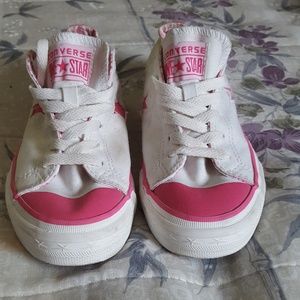 Pink and white one star converse