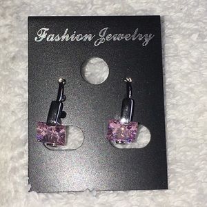 Silver pink sapphire hoop earrings