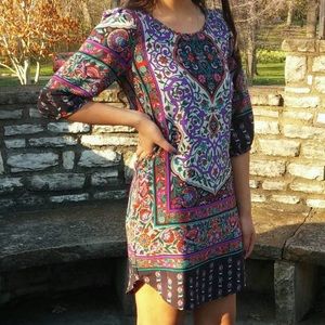 Three quarter sleeve shift dress