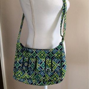 Vera Bradley mostly green medium cross body