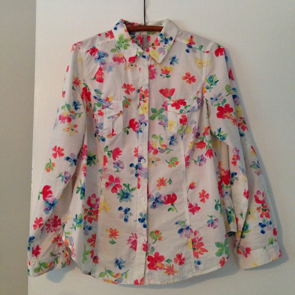 Watercolor floral print shirt