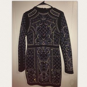 Beaded long sleeve dress