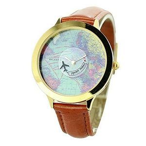 Vintage World Map Women's Causal Wrist Watch