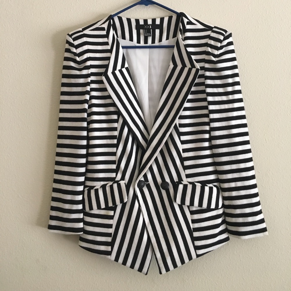 Striped double breasted blazer