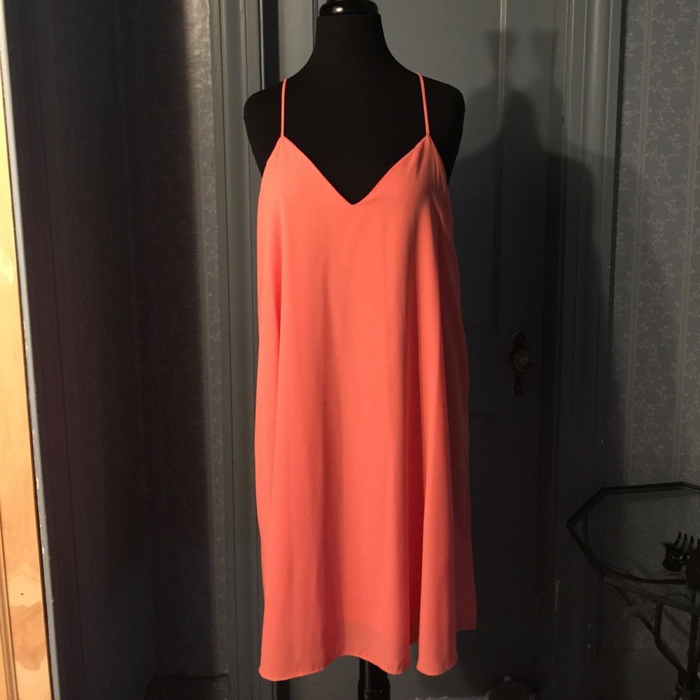 Coral spaghetti strap dress. LAST CALL