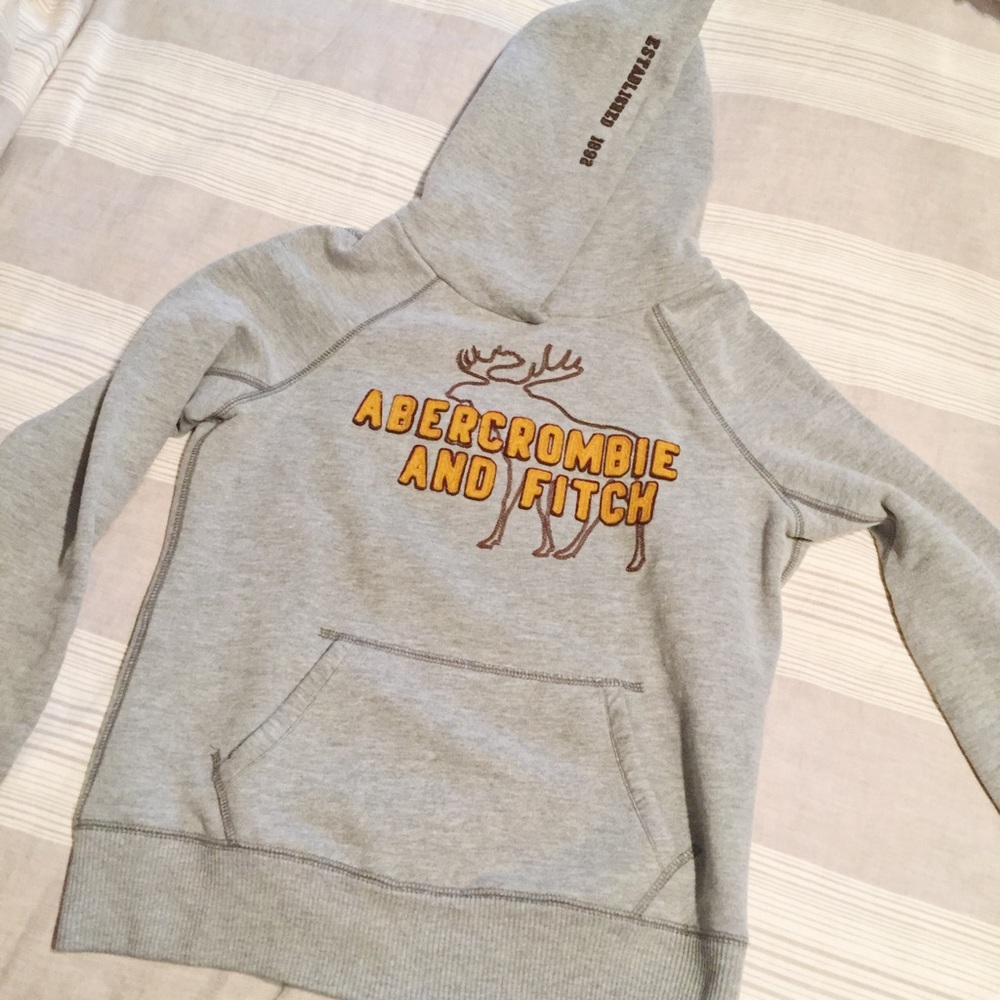 Abercrombie & Fitch Gray Women's Fitted Hoodie