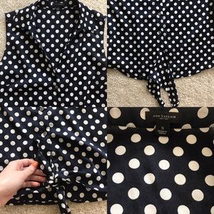 Ann Taylor Navy Polka Dot Blouse