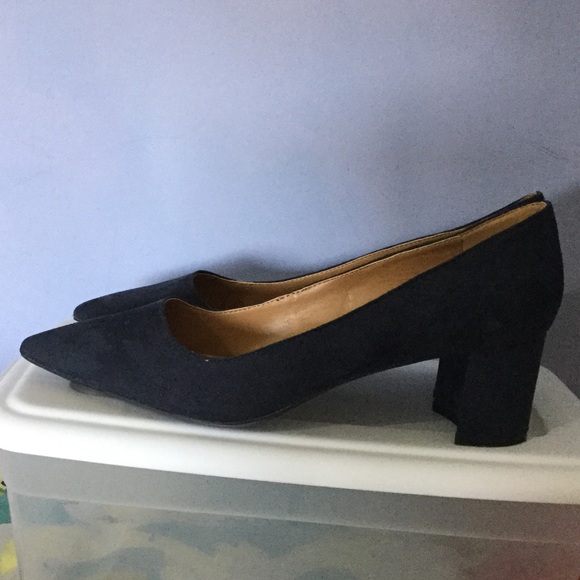 Blue Suede Chunked High Heels - Picture 1 of 3