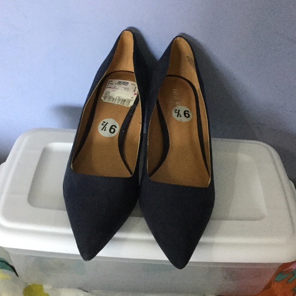 Blue Suede Chunked High Heels - Picture 2 of 3