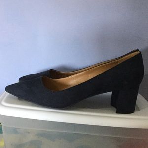 Blue Suede Chunked High Heels