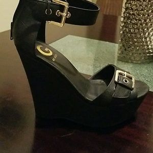 Beautiful black wedges by Guess.