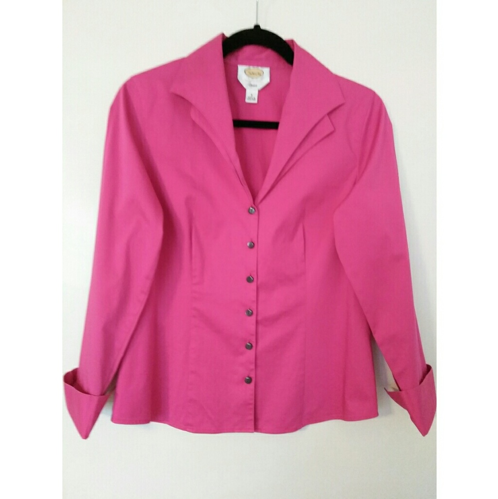 Talbots Raspberry Career Blouse Long Sleeve Cuffs