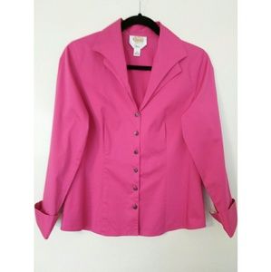 Talbots Raspberry Career Blouse Long Sleeve Cuffs
