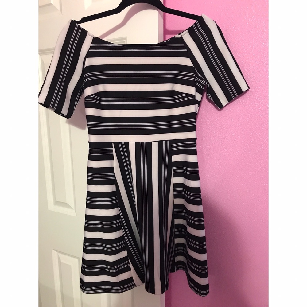 Black and white striped dress