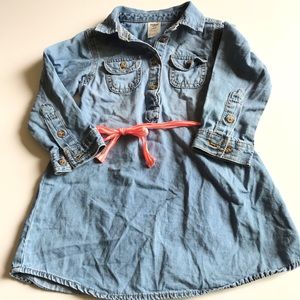 Oshkosh b'gosh light wash denim dress with ribbon
