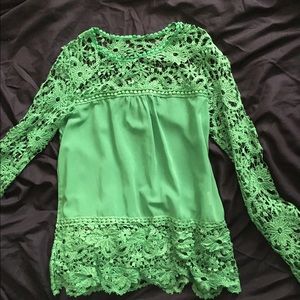 Lacey/sheer green shirt.Size XL, but fits like a M