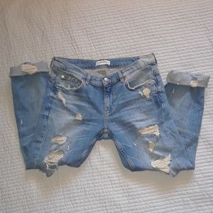 Zara distressed cigarette boyfriend jeans