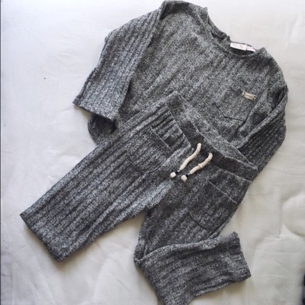 Two piece knit suit