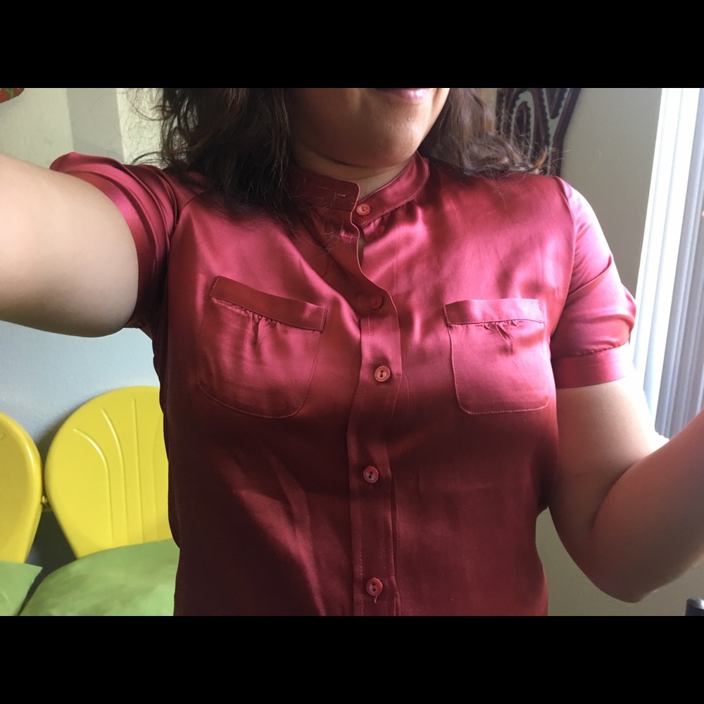 Red silk top