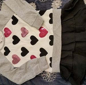 Sweatshirt top with shear black ruffle at bottom