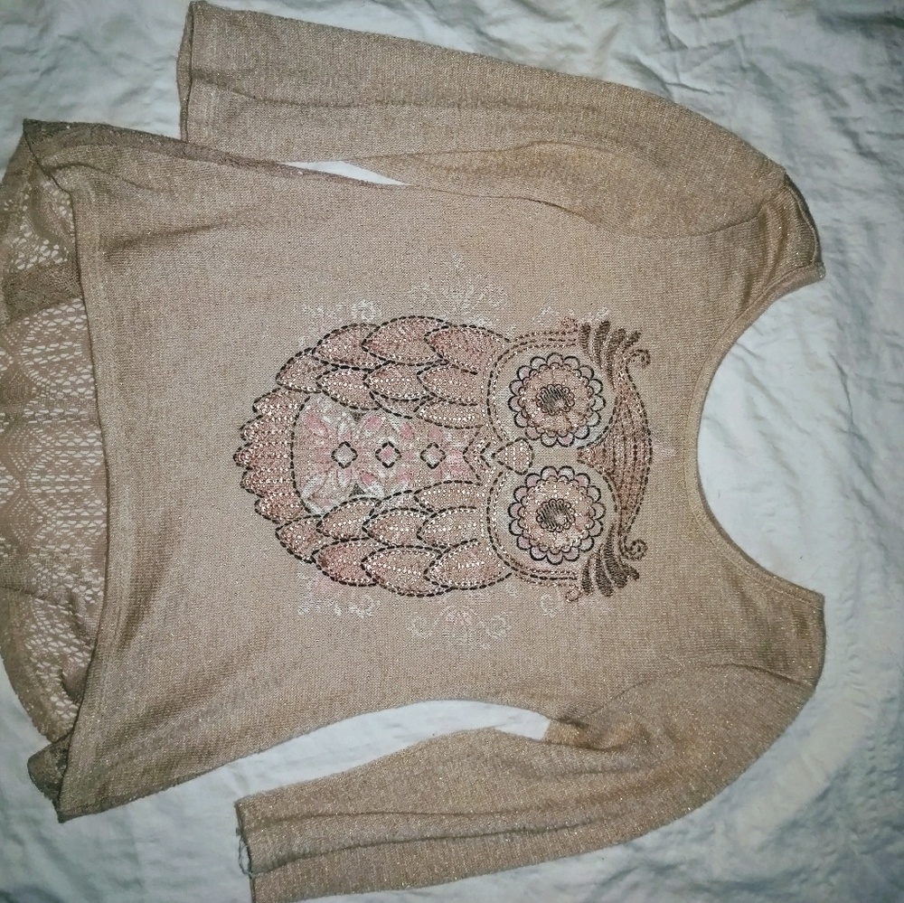 Girl's Sz 12 Owl mid sleeve top