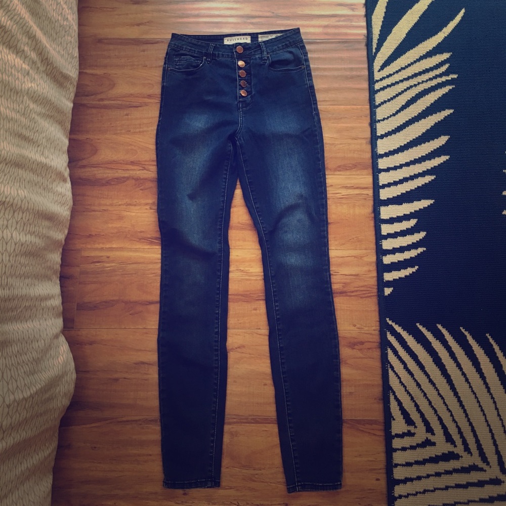 Super High Waisted Button Up Skinny Jean