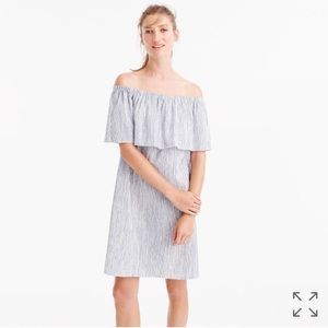 J Crew Striped Off the Shoulder dress