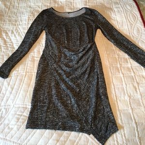 Gray/black long sleeve thin sweater-like dress