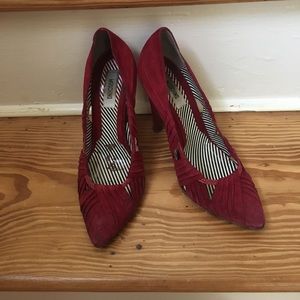 Red suede Moschino heels