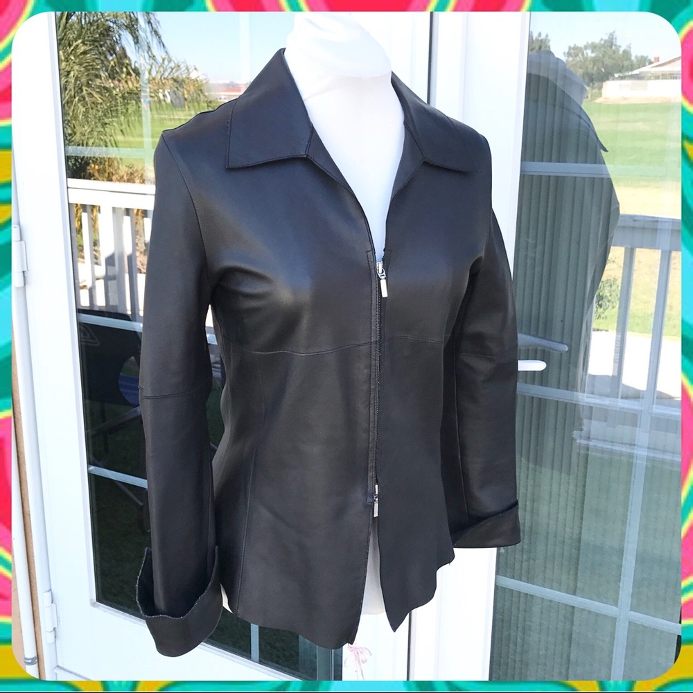 GIAN MORI Luxe Black Turkish Leather Biker Jacket - Picture 2 of 7