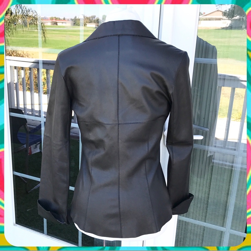 GIAN MORI Luxe Black Turkish Leather Biker Jacket - Picture 4 of 7