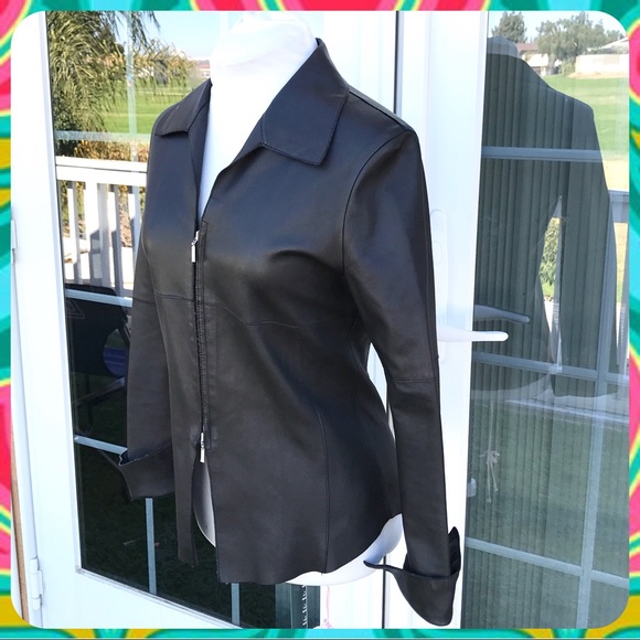 GIAN MORI Luxe Black Turkish Leather Biker Jacket - Picture 3 of 7