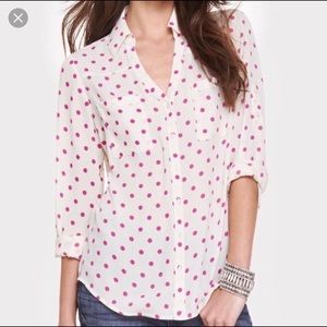 Express Portofino pink polka dot shirt size Large