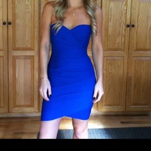 BCBGMAXAZRIA blue strapless dress