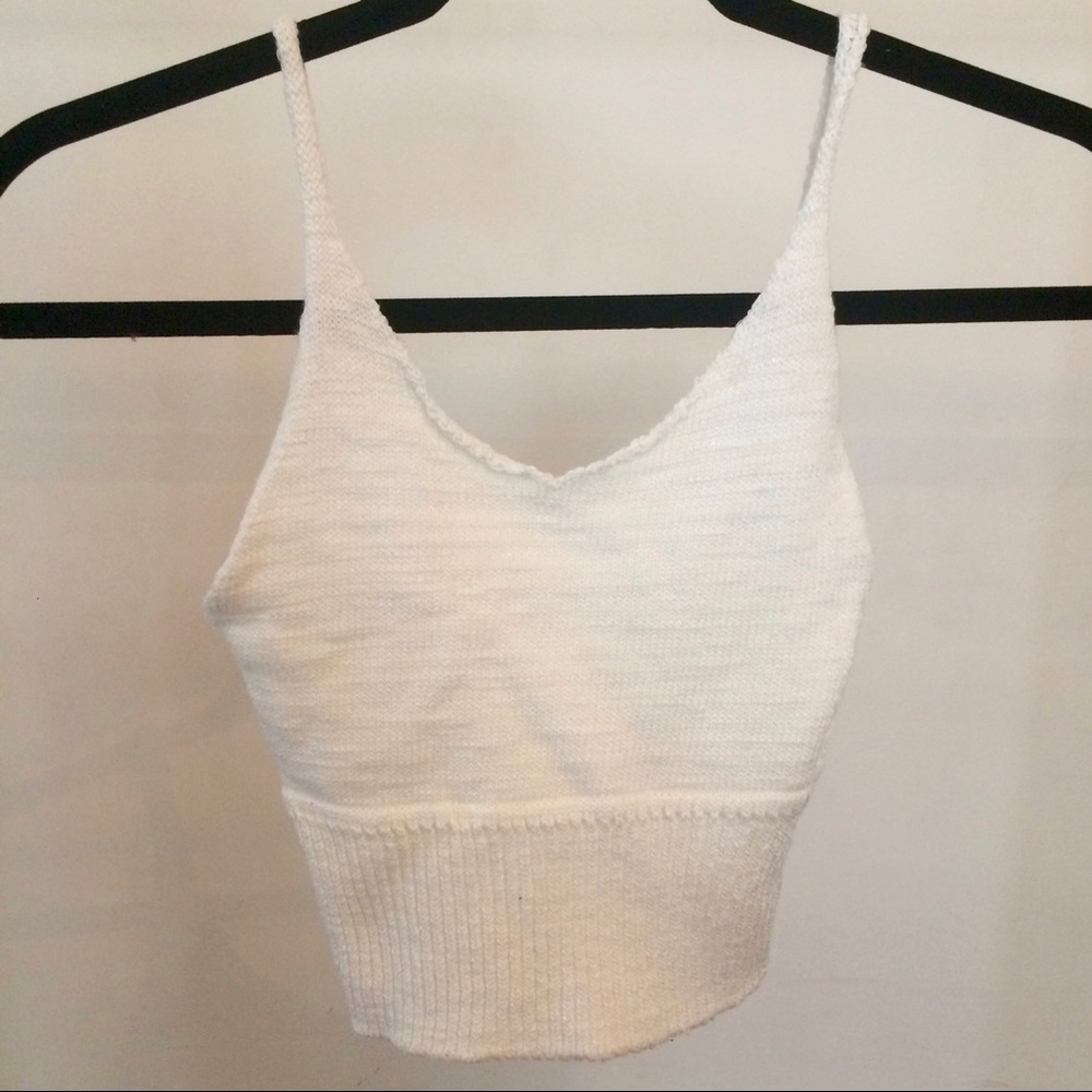 White Knit Crop Top