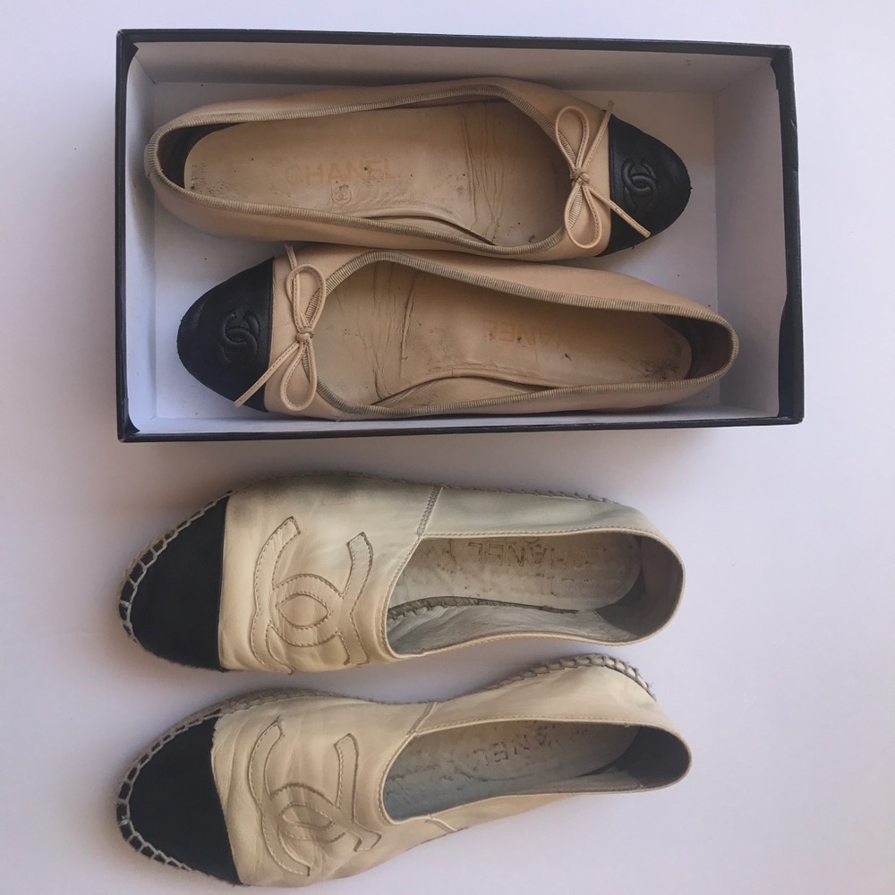 Chanel flats 38 Chanel Espadrilles 39 fit same.