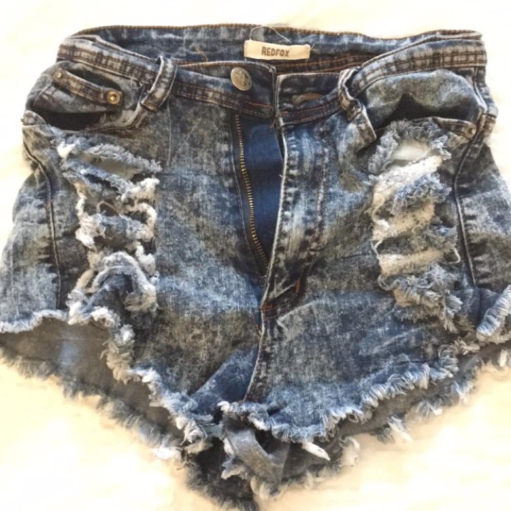 Ripped jean shorts