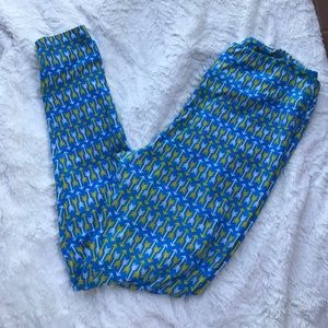 LuLaRoe blue and yellow arrow leggings
