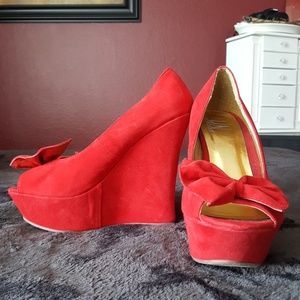 Cute Red Bow High Heels