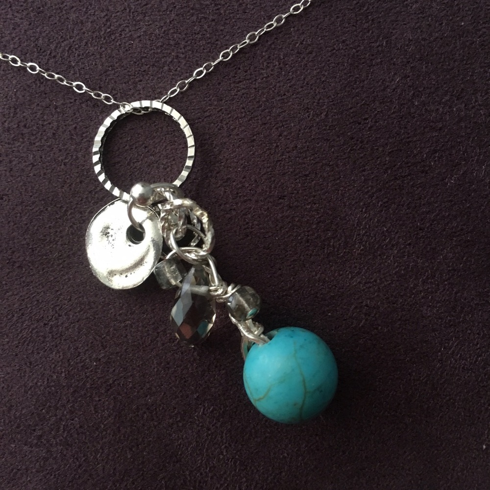 Sterling and Blue Malachite Necklace