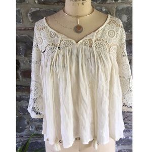 White lace flowy shirt
