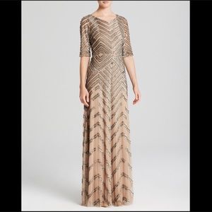 Adrianna Papell elbow sleeve chevron sequin dress