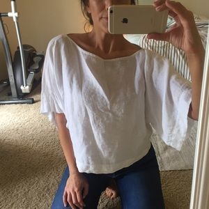 Zara 100% Linen Boatneck Top