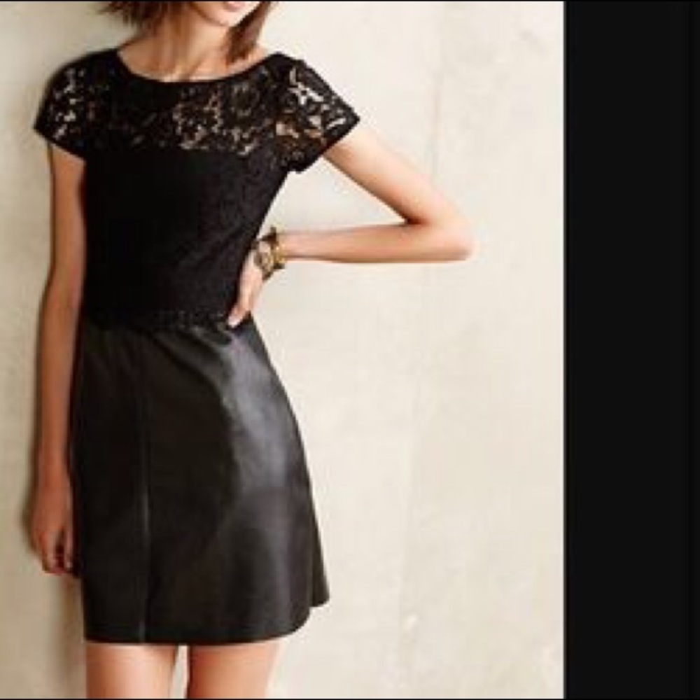 STUNNING Anthropologie Bailey44 Leather Lace Dress