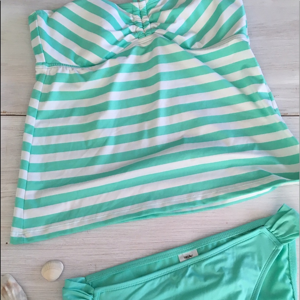 Mint stripes tankini