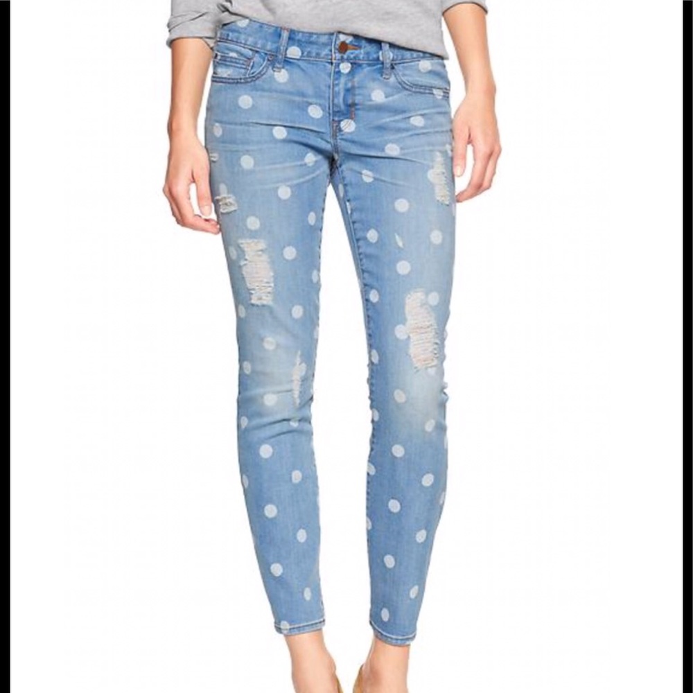 Gap 1969 Destructed polka dot Skinny Jeans 26