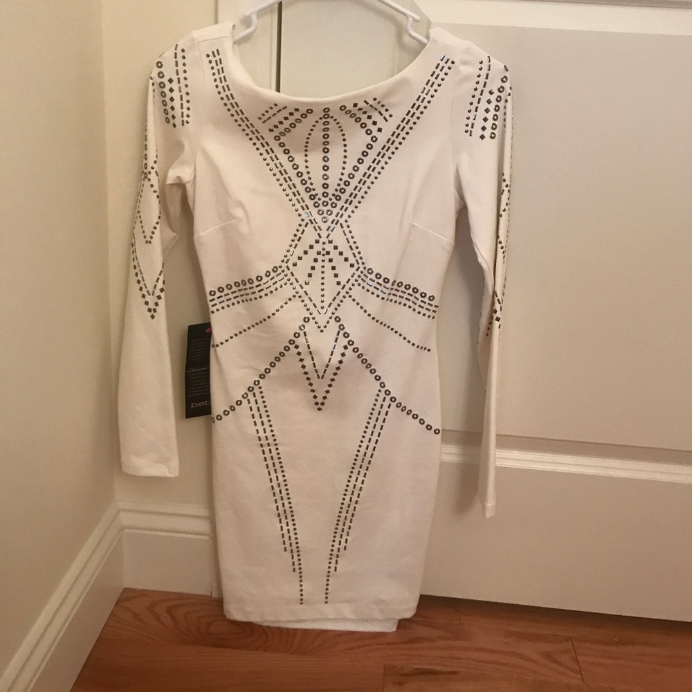 White and Silver embellished Bebe dress