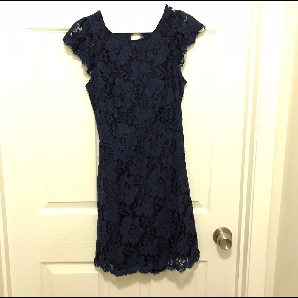 Navy Blue Lace Mini Dress