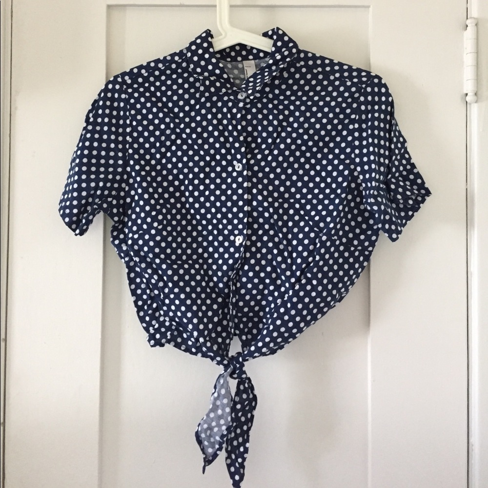 American Apparel Polka- Dot tie crop