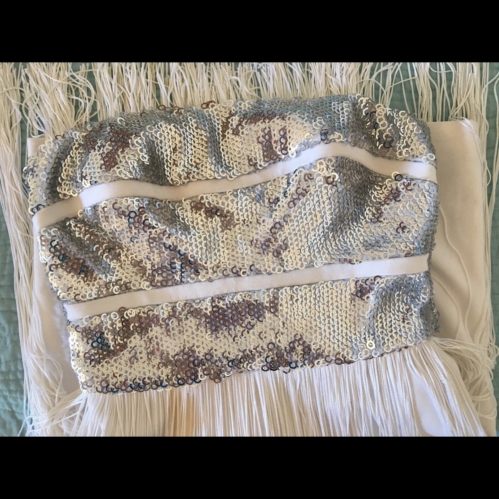 White sequined cocktail dress
